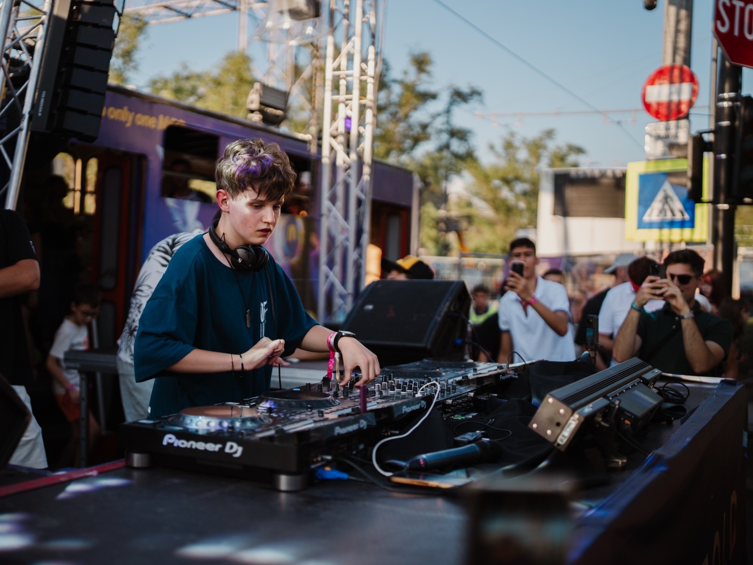 DJ Sebic performing at the DJ decks